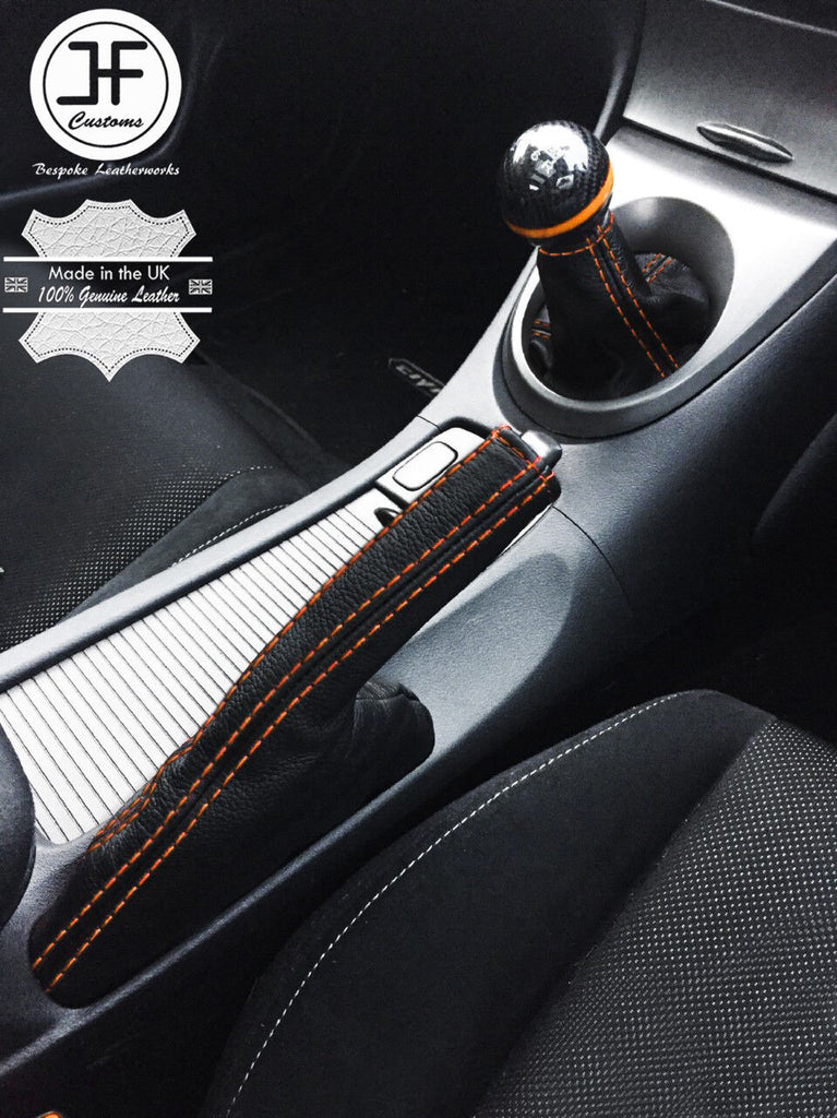 ORANGE STITCH LEATHER GEAR HANDBRAKE GAITER FITS HONDA CIVIC TYPE  S 2006-2011