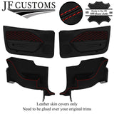 RED STITCH LEATHER COVERS FOR FORD MUSTANG 05-09 COUPE 4X FRONT REAR DOOR KIT