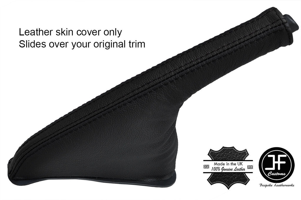 BLACK & BLACK TOP GRAIN LEATHER SLIM HANDBRAKE GAITER FITS FIAT 500 2007-2017