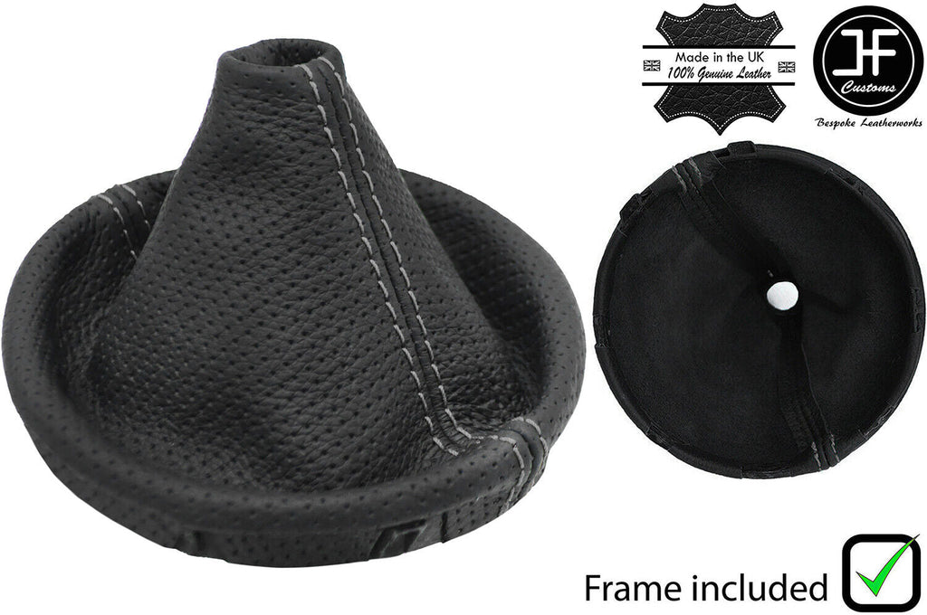 GREY STITCH PERFORATED LEATHER GEAR GAITER+PLASTIC FRAME FOR VW T5 TRANSPORTER