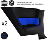 BLACK & BLUE 2X REAR DOOR CARD LEATHER COVER FITS NISSAN SKYLINE R34 98-02