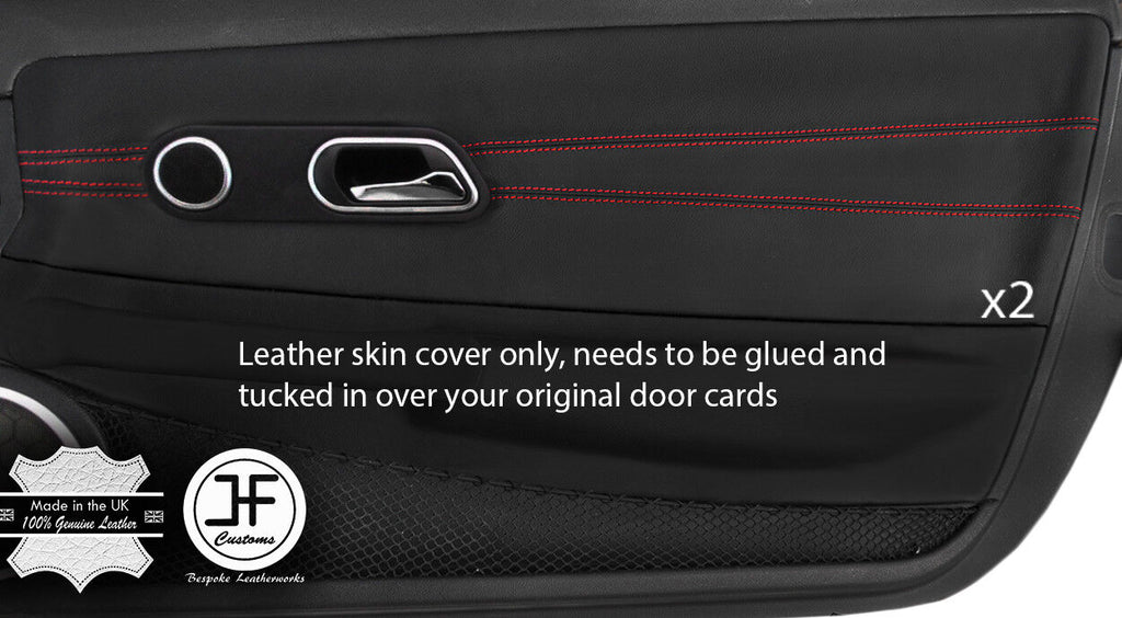 RED  STITCH 2X DOOR CARD TRIM LEATHER COVERS FOR CHRYSLER CROSSFIRE 2003-2008