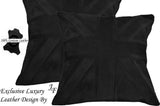 2X EXCLUSIVE LUXURY GENUINE SUEDE CUSHION DESIGN UNION JACK LARGE BLACK