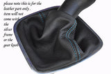 blue stitch FITS VW POLO MK8 2010+ GEAR GAITER REAL LEATHER CUSTOM NEW