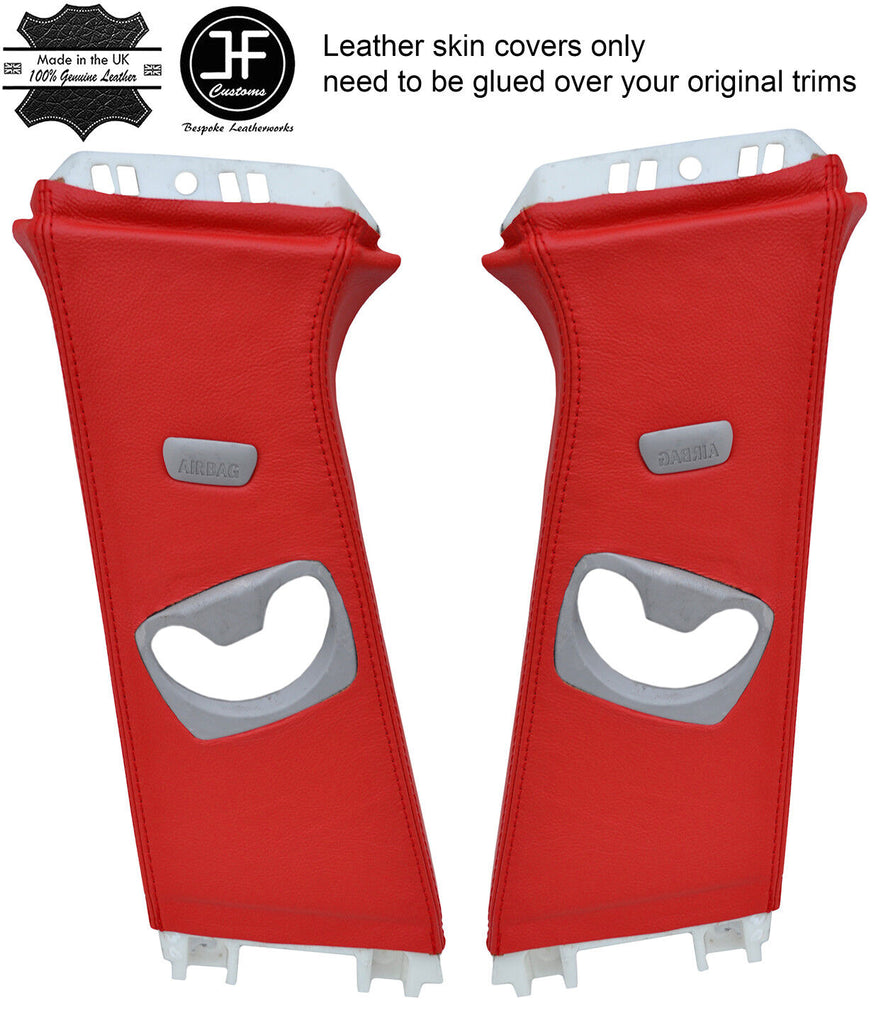 RED REAL LEATHER 2X UPPER B PILLAR COVERS FITS BMW 3 SERIES F30 F31 2011-2018