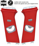 RED REAL LEATHER 2X UPPER B PILLAR COVERS FITS BMW 3 SERIES F30 F31 2011-2018