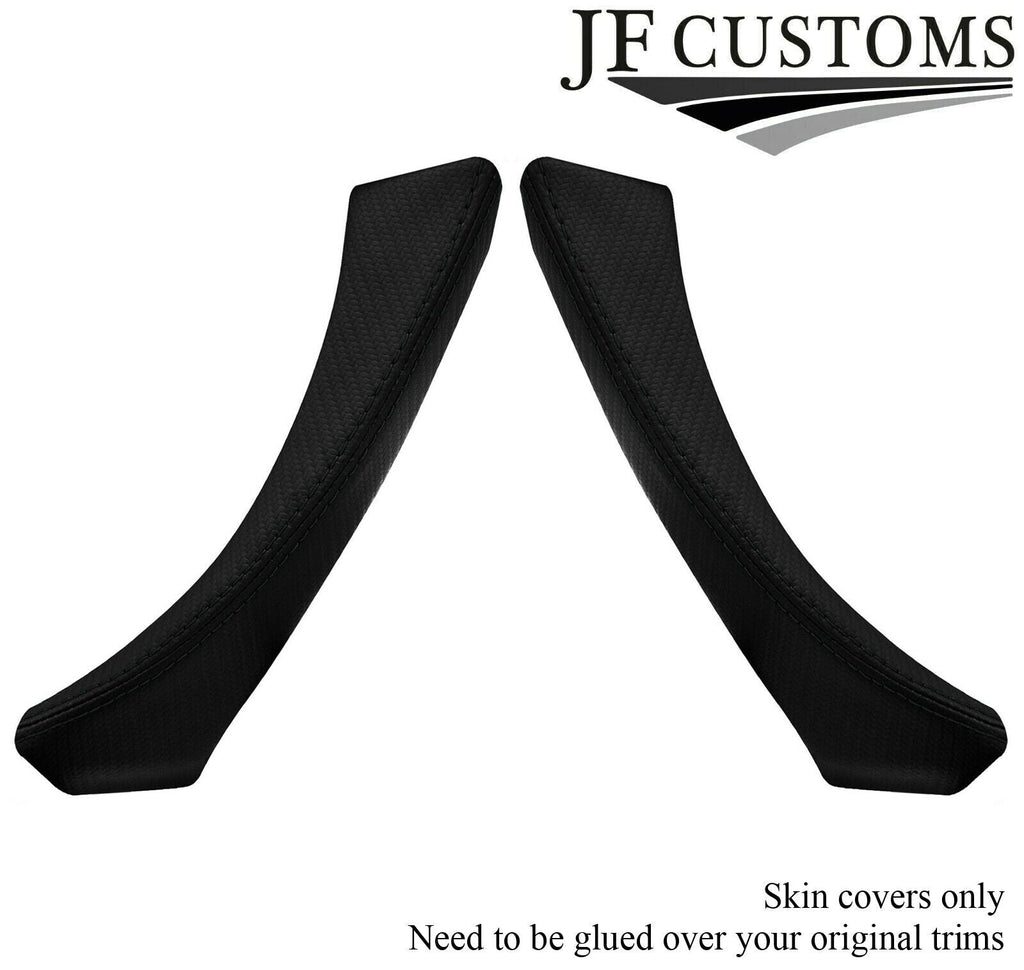 BLACK STITCH CARBON VINYL 2X REAR DOOR HANDLE COVER FOR BMW E90 E91 CUSTOM NEW