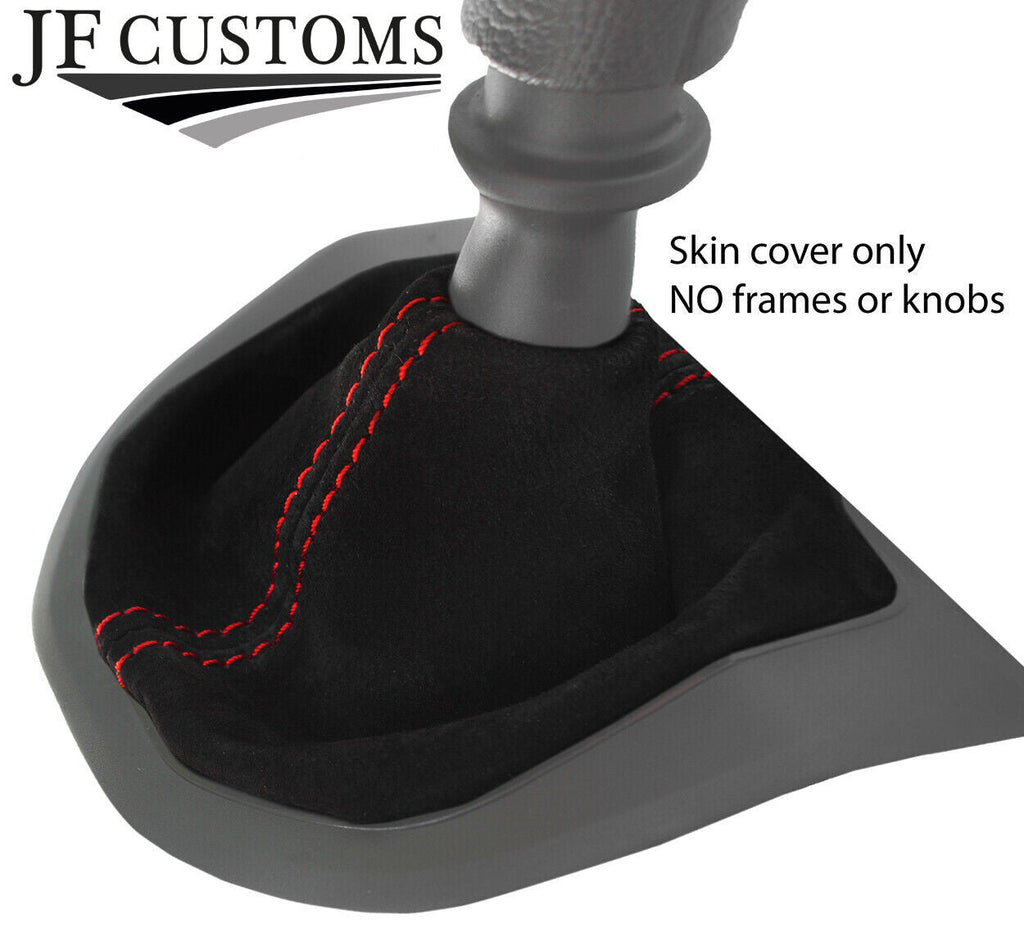 RED  STITCHING SUEDE  MANUAL GEAR GAITER FITS VW T6 TRANSPORTER 2016-2019