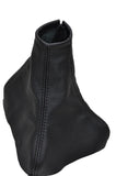 BLACK DOUBLE STITCH FITS JAGUAR X-TYPE 2001-2009 BLACK GEAR GAITER  LEATHER