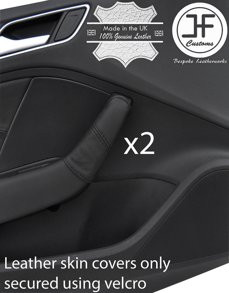 BLACK STITCH 2X FRONT DOOR HANDLE LEATHER COVERS FITS AUDI A3 8V 13-18 3 DOOR