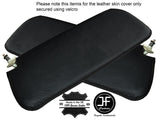 BLACK STITCHING 2X SUN VISORS LEATHER COVERS FITS VAUXHALL CHEVETTE 75-84
