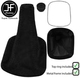 BLACK STITCH SUEDE GEAR GAITER+METAL FRAME+TOP RING FOR TOYOTA MR2 MK3 00-07