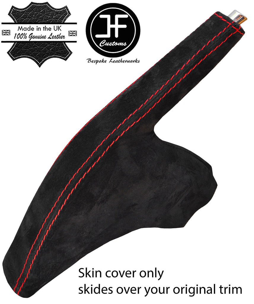 RED STITCH REAL SUEDE SLIM HANDBRAKE GAITER COVER FOR FORD FIESTA MK7 08-13