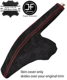 RED STITCH REAL SUEDE SLIM HANDBRAKE GAITER COVER FOR FORD FIESTA MK7 08-13