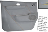 YELLOW STITCH 2X DOOR CARD GREY LEATHER SKIN COVERS FITS MAZDA BONGO FORD FREDA