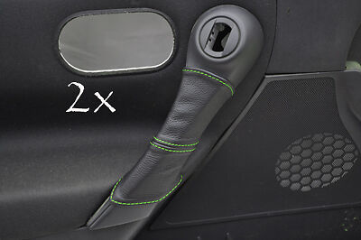 FITS RENAULT MEGANE  2002-2008 2X DOOR HANDLE COVERS green stitching CUSTOM NEW