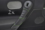 FITS RENAULT MEGANE  2002-2008 2X DOOR HANDLE COVERS green stitching CUSTOM NEW