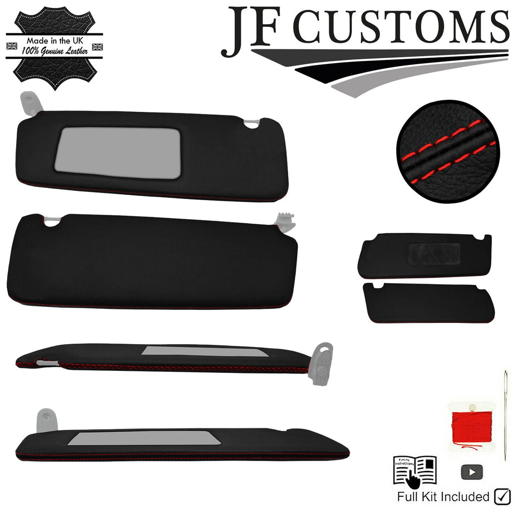 RED CROSS STITCH 2X SUN VISOR COVERS FOR RENAULT TRAFIC VAUXHALL VIVARO 14-20