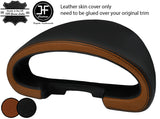 BLACK TAN 2 TONE LEATHER SPEEDO GAUGE HOOD COVER FOR MAZDA MX5 MK1 MIATA