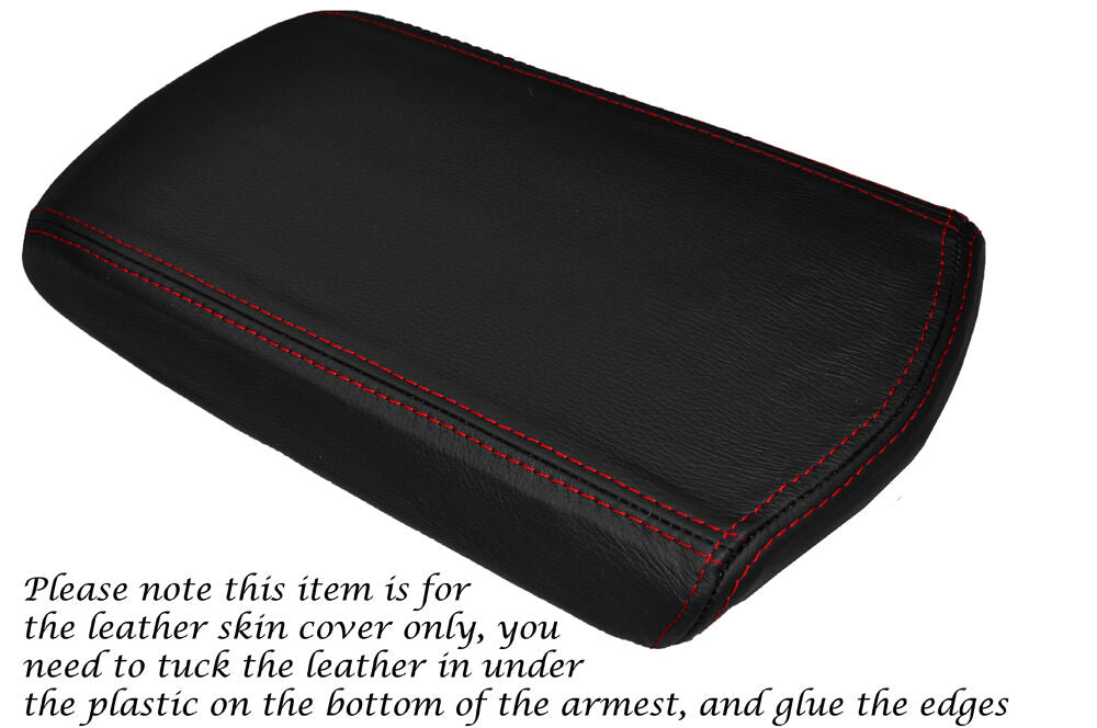 RED STITCHING LEATHER ARMREST LID SKIN COVER FITS CHRYSLER SEBRING 2007-2010