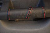 red stitch FITS FIAT PUNTO MK3 & GRANDE  LEATHER 2X DOOR HANDLE COVERS