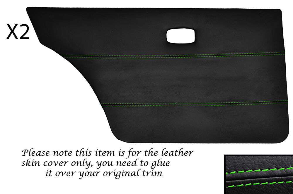 GREEN STITCH 2X REAR DOOR CARDS SKIN COVER FITS VW GOLF MK1 JETTA CADDY MK1 5DR