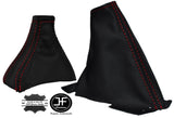 RED STITCH AUTO AUTOMATIC GEAR STICK & HANDBRAKE LEATHER GAITER FOR VOLVO V70