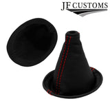 RED STITCH LEATHER GEAR GAITER &BOTTOM FRAME &TOP RING FOR TOYOTA YARIS 03-05