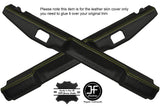 YELOW STICH 2X MID TOP HANDLE TRIM LEATHER COVER FITS LAND ROVER DEFENDER 110 SW