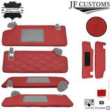 FOR CHEVROLET CAMARO 16-20 D RED LEATHER CROSS STITCH 2X SUN VISOR COVERS DSG2