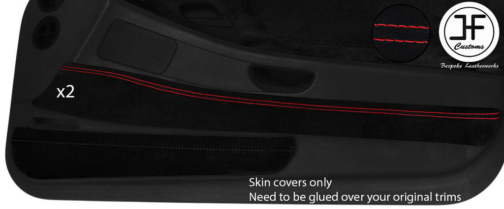 RED  STITCH 2X MID DOOR CARD TRIM SUEDE COVERS FOR BMW 8 SERIES E31 1990-1999