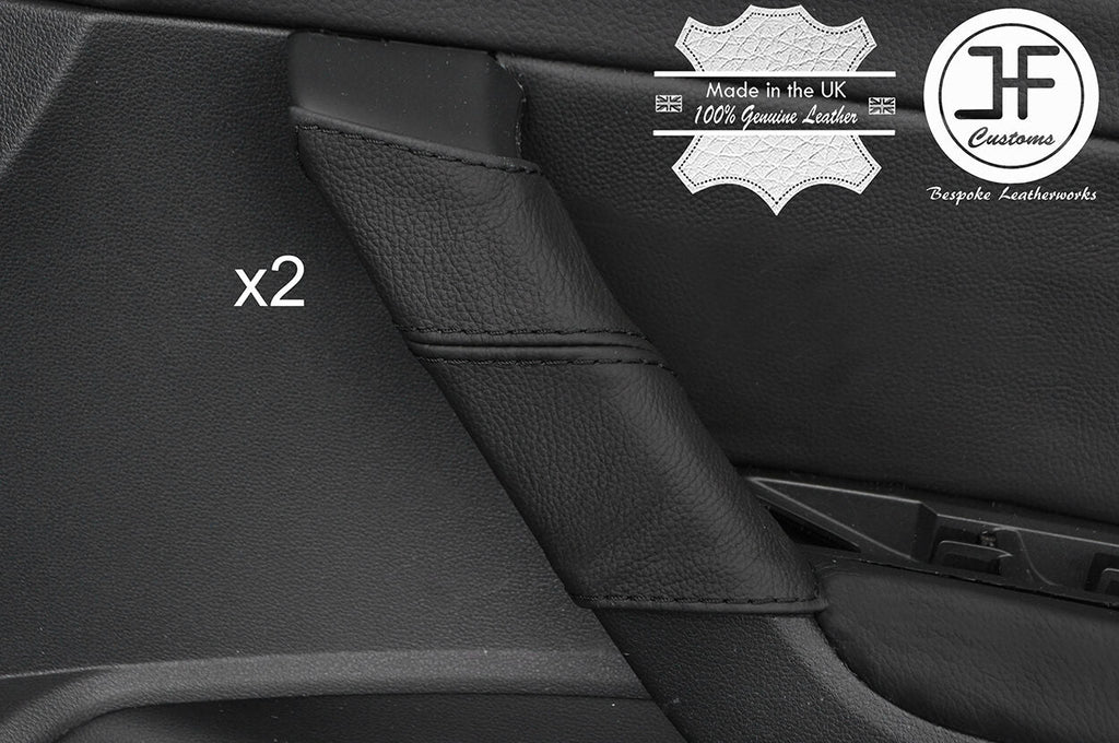 BLACK STITCHING 2X FRONT DOOR HANDLE LEATHER COVERS FITS VW TOURAN 5T 2015-2017