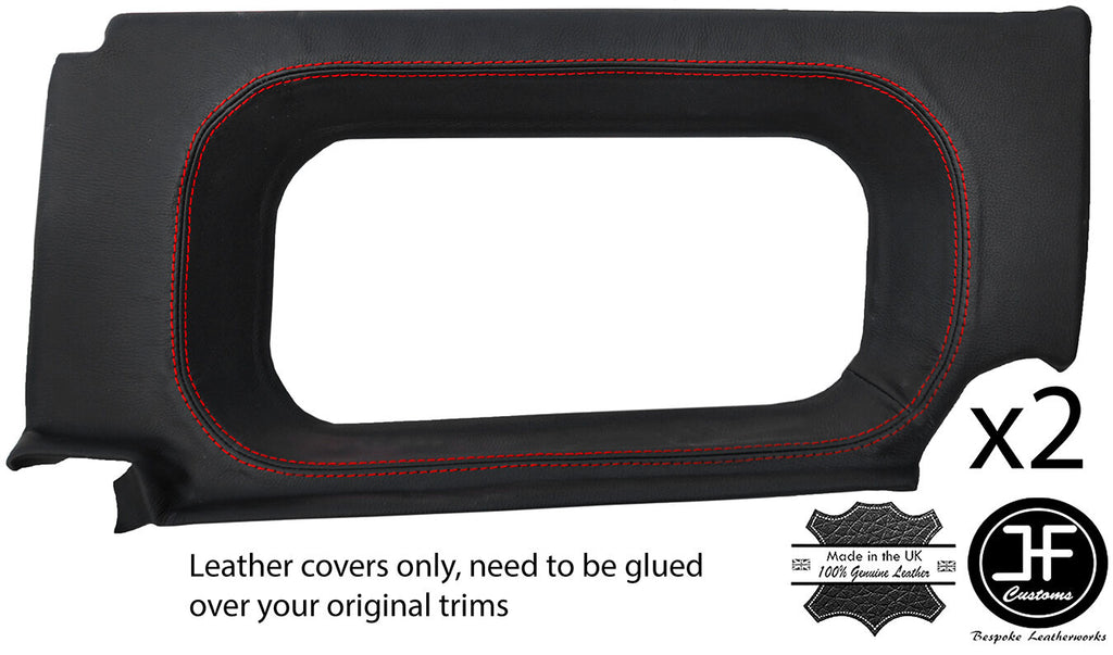 RED STITCH 2X REAR WINDOW SIDE TRIM COVERS FITS DEFENDER 90 110 STATION WAGON