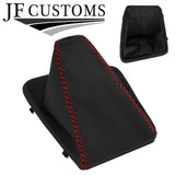 DARK RED LUX-STITCH LEATHER GEAR GAITER + PLASTIC FRAMES FOR BMW E36 91-98