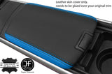 BLACK & BLUE TOP GRAIN REAL LEATHER FRONT ARMREST COVERS FITS MAZDA RX8 03-12