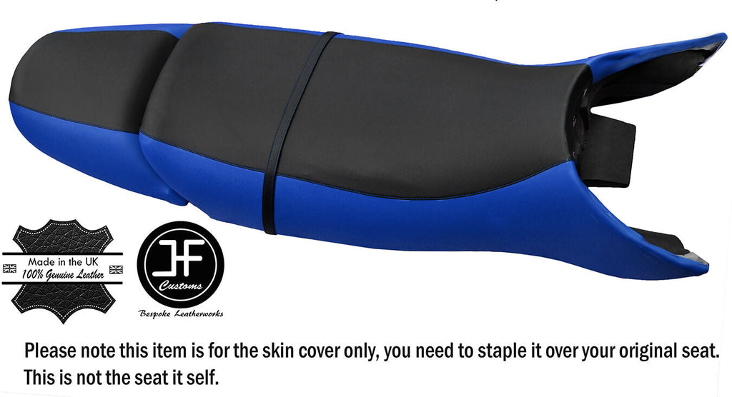 BLACK R BLUE VINYL CUSTOM FITS POLARIS GENESIS 99-04 1200 REAR FRONT SEAT COVERS