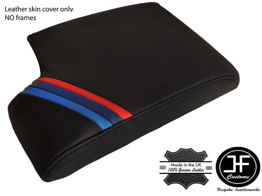 BLACK STITCH ARMREST COVER REAL LEATHER FOR BMW 3 STYLE SERIES E90 E91 E92 E93