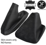 BLACK STITCH CARBON VINYL & SUEDE GEAR+HANDBRAKE GAITER FOR BMW E90 E91 E92 E93