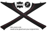 RED STITCH 2X A PILLAR REAL SUEDE COVERS FITS VAUXHALL VIVARO PRIMASTAR 01-14