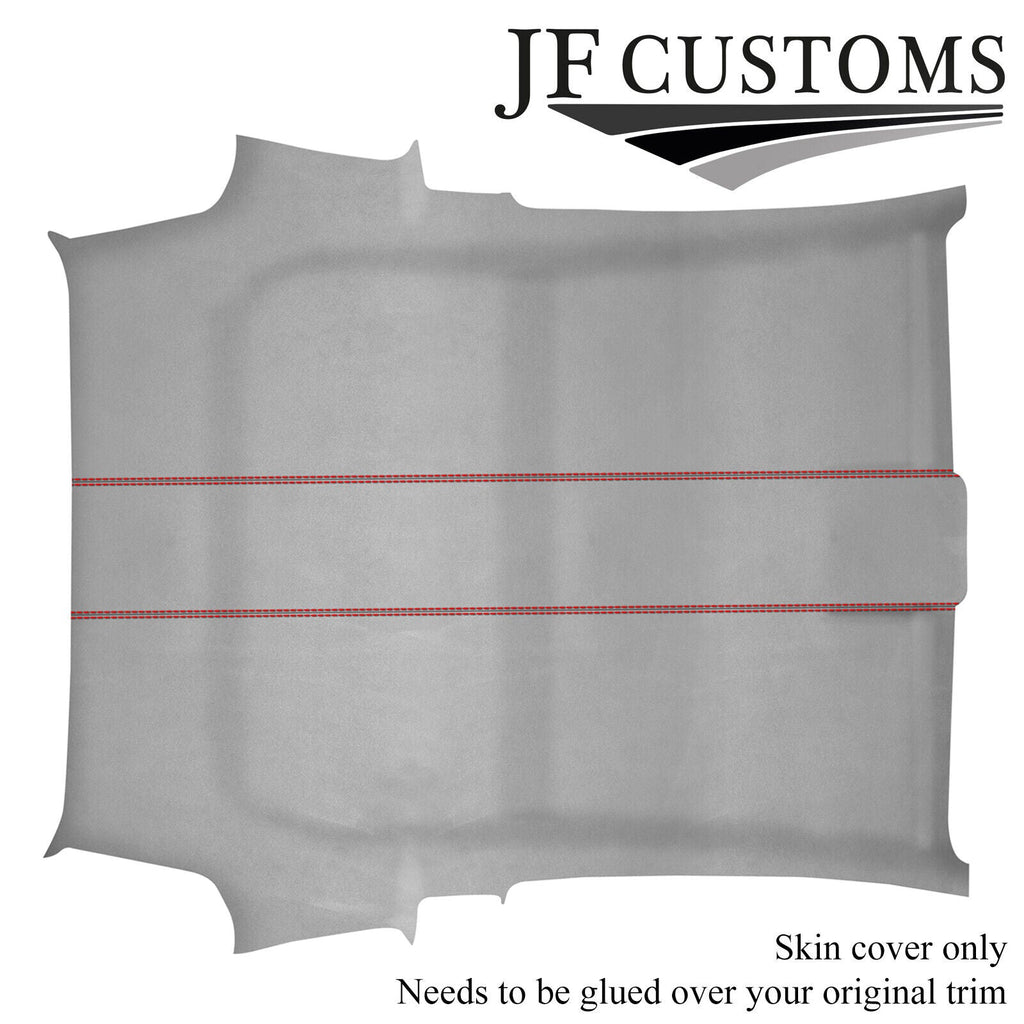 RED STITCH L GREY SUEDE HEADLINER ROOF COVER FOR FIAT 500 & ABARTH 07-15 3DR