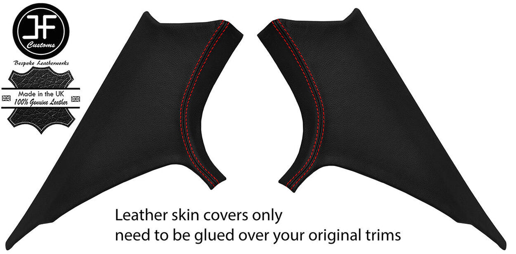 RED STITCH 2X REAR C PILLAR LEATHER COVERS FITS BMW 3 SERIES F30 11-18 SALOON