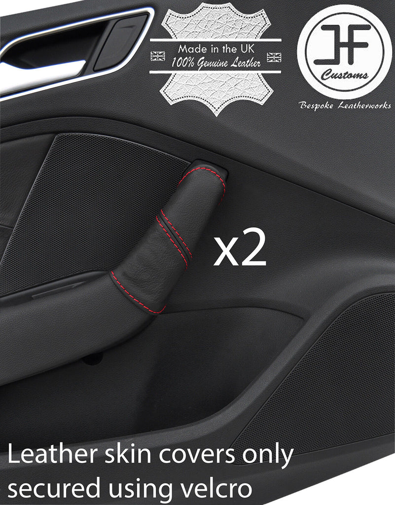 RED STITCH 2X FRONT DOOR HANDLE LEATHER COVERS FITS AUDI A3 8V 13-18 5 DOOR