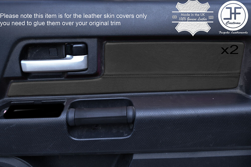BLACK LEATHER 2X FRONT DOOR CARD TRIM COVERS FITS TOYOTA FJ CRUISER 2007-2015