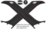 RED STITCH 2X A PILLAR REAL LEATHER COVERS FITS BMW MINI COOPER R56 07-13