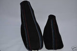FITS BMW E36 E46 BLACK PU SUEDE GAITER SET COVER TRI STITCH CUSTOM NEW