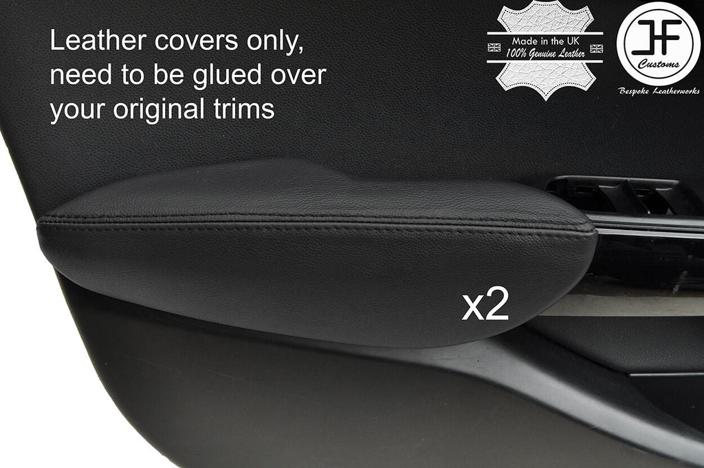 BLACK & BLACK LEATHER 2X FRONT DOOR ARMREST COVERS FOR BMW MINI COOPER F55 14-17