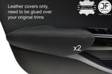 BLACK & BLACK LEATHER 2X FRONT DOOR ARMREST COVERS FOR BMW MINI COOPER F55 14-17