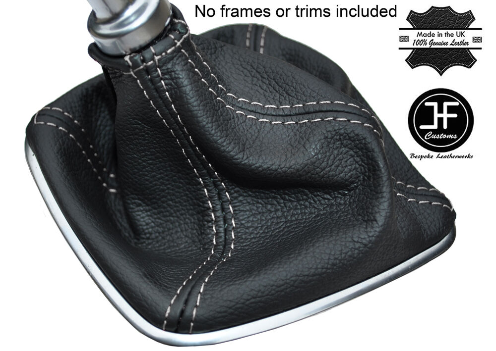WHITE STITCHING MANUAL LEATHER GEAR GAITER FITS FORD KUGA 2013-2016 CUSTOM NEW