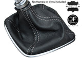 WHITE STITCHING MANUAL LEATHER GEAR GAITER FITS FORD KUGA 2013-2016 CUSTOM NEW