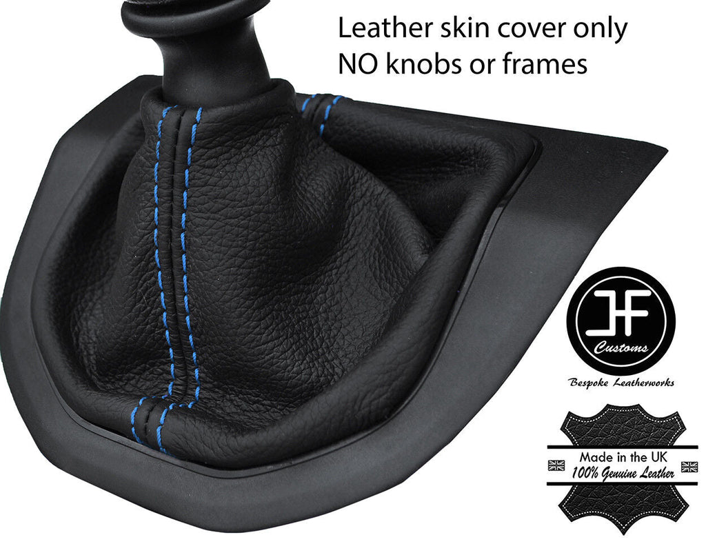 BLUE STITCH TOP GRAIN LEATHER MANUAL GEAR GAITER FITS VW T6 TRANSPORTER 16-19